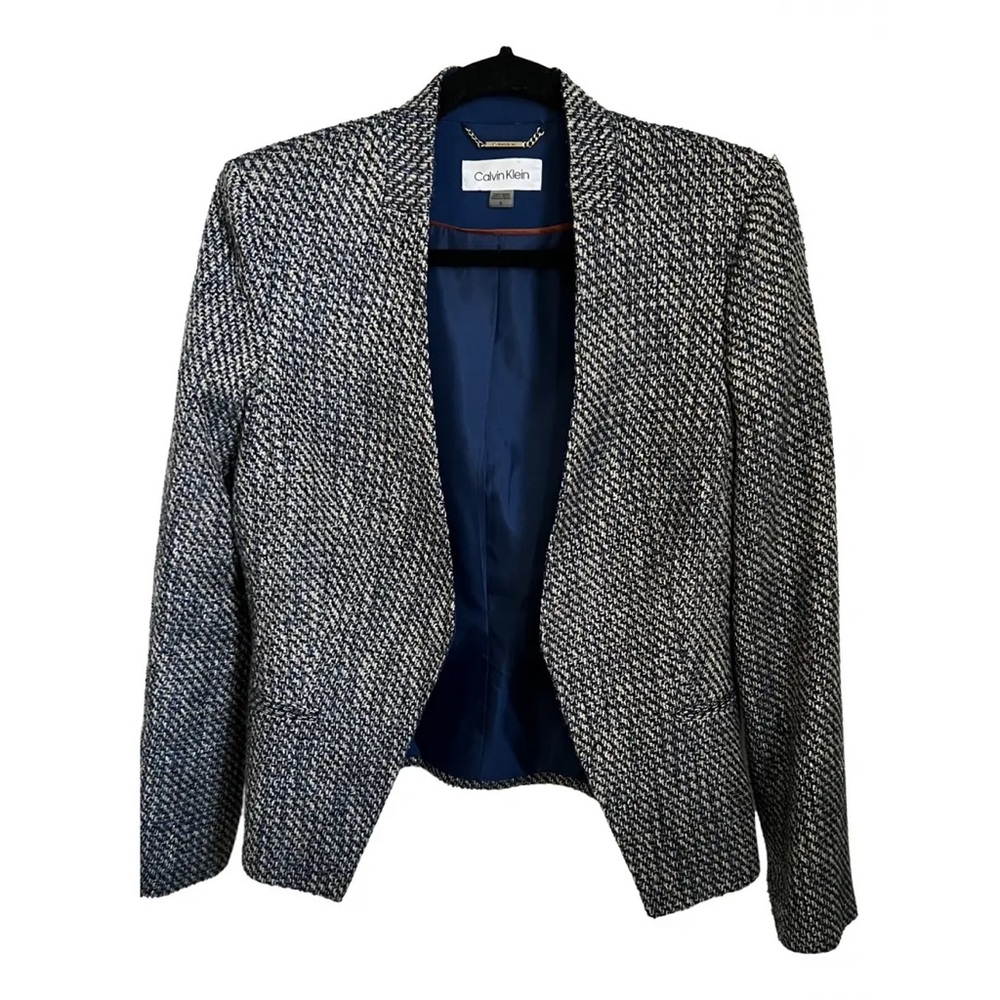 Calvin Klein Navy Tweed Blazer